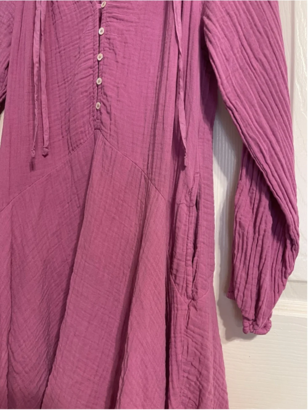Xirena Lola Swing Pockets High Low Hem Rosebud Waffle Cotton Dress XS USA